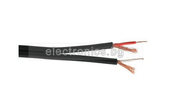 Tончестотен кабел Чинчов 2xRCA, черен, ALIEN, цена на метър