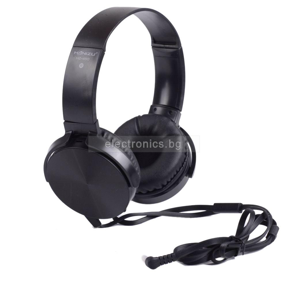 Слушалки HZ-450/MDR-HB450, Handsfree, 3.5мм стерео жак с микрофон, черни