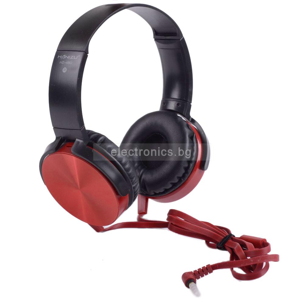 Слушалки HZ-450/MDR-HB450, Handsfree, 3.5мм стерео жак с микрофон, червени