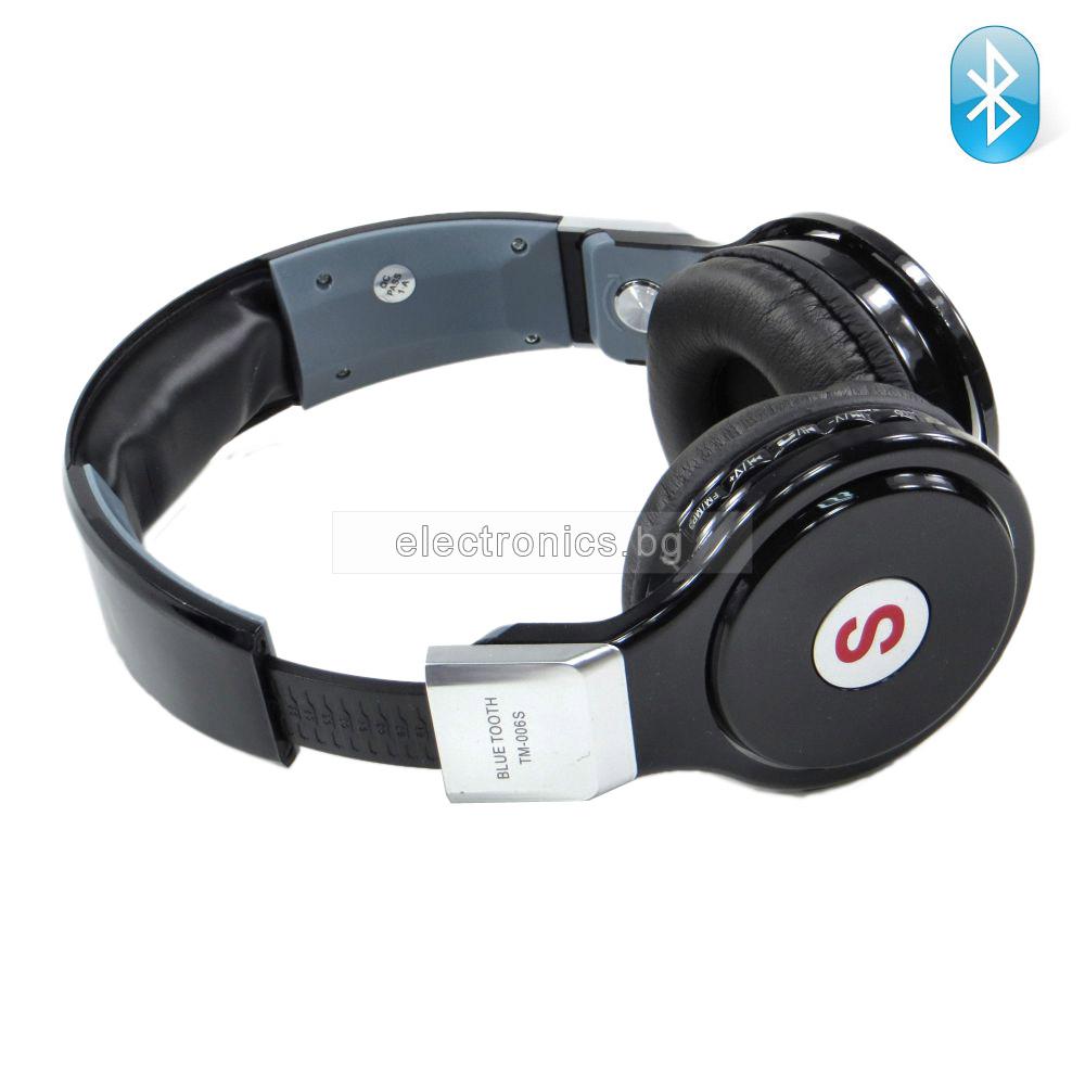 Безжични слушалки TM-006S, Bluetooth, MP3 плеър, FM радио, micro SD вход, вграден микрофон, черни