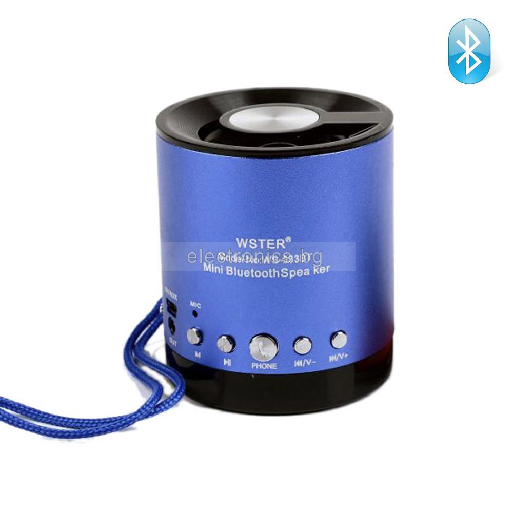 Bluetooth колонка WS-633BT, FM радио, литиево-йонна батерия, слот за USB/micro SD CARD, синя