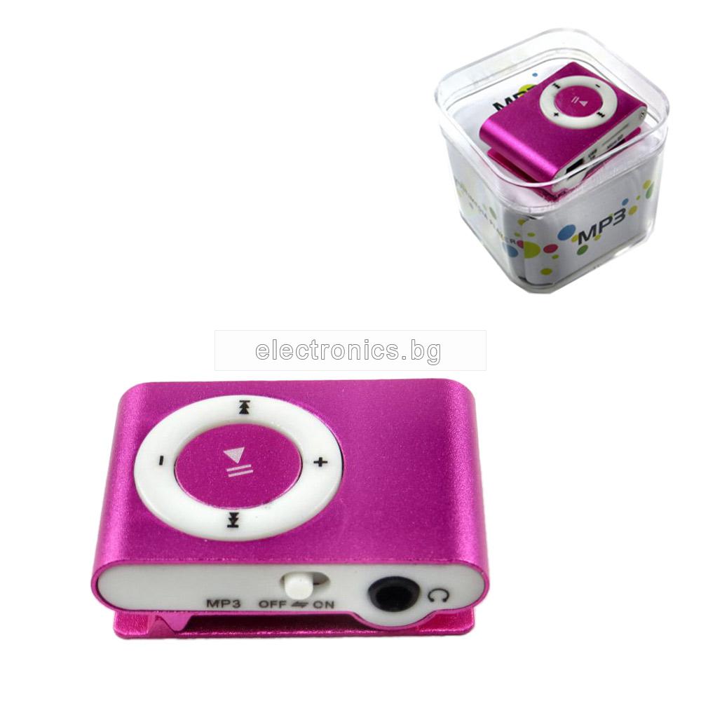 MP3 плеър, вградена батерия, слот за Micro SD карта, в комплект със слушалки, Mod.501, розов