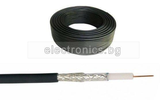 Коаксиален кабел RG6, черен, ролка 100 метра