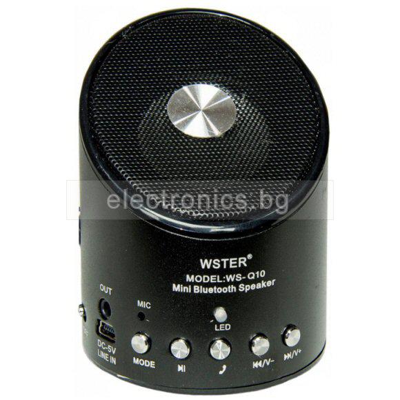 Bluetooth колонка WS-Q10, FM радио, литиево-йонна батерия, слот за USB/micro SD CARD