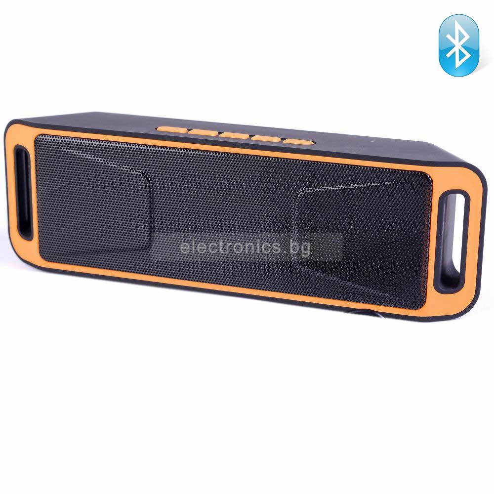 Bluetooth колонка K812A, FM радио, литиево-йонна батерия, слот за USB/micro SD CARD/AUX, оранжева
