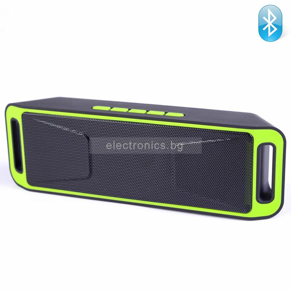 Bluetooth колонка K812A, FM радио, слот за USB/micro SD CARD/AUX, зелена