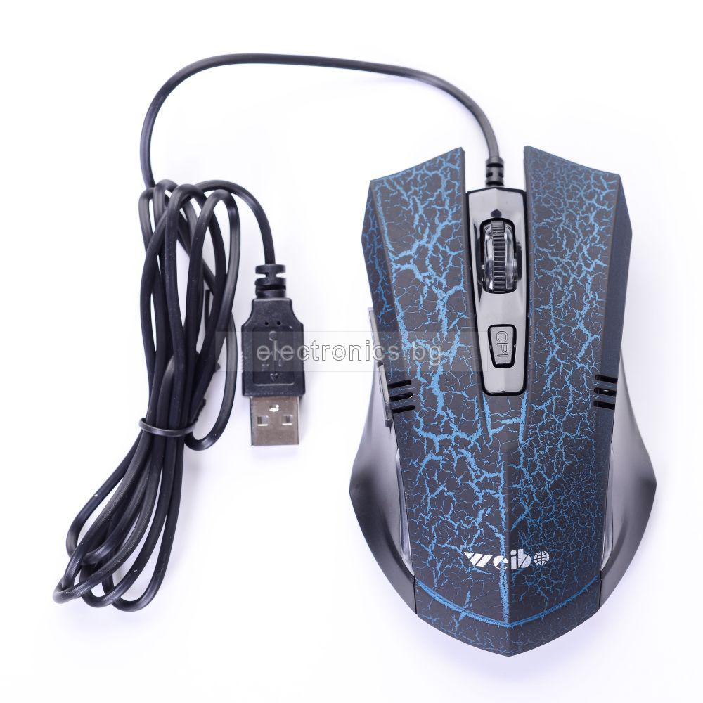USB Оптична 6D геймърска мишка WB-5150 Blue USB, Черен / Син