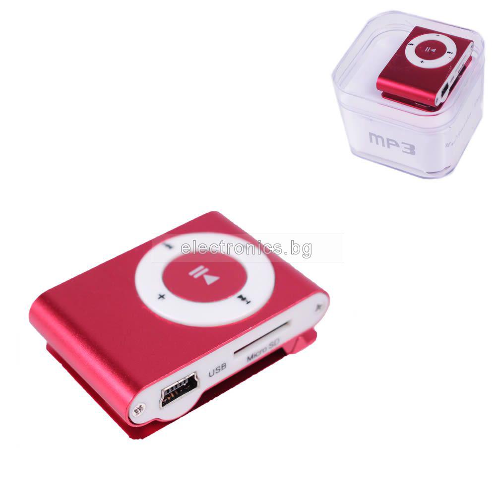 MP3 плеър, вградена батерия, слот за Micro SD карта, в комплект със слушалки, Mod.501, червен