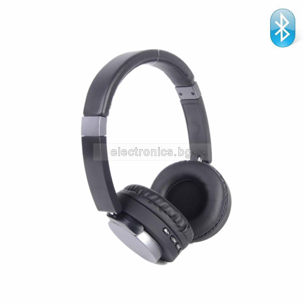 Безжични слушалки BT-1603, Bluetooth, Микрофон, AUX, Черни