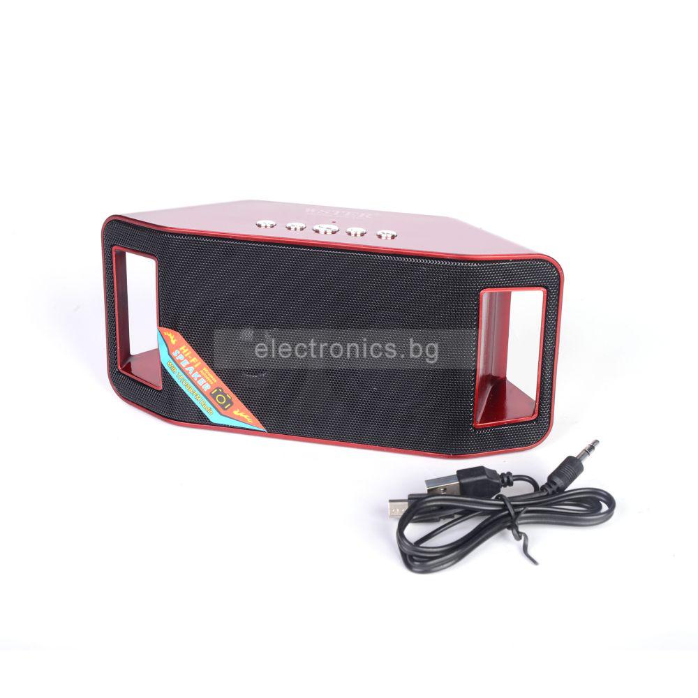 Преносима Тонколона Y66B, Вградена литиева Батерия, Bluetooth, FM радио, micro SD/USB/AUX, 3W, червена