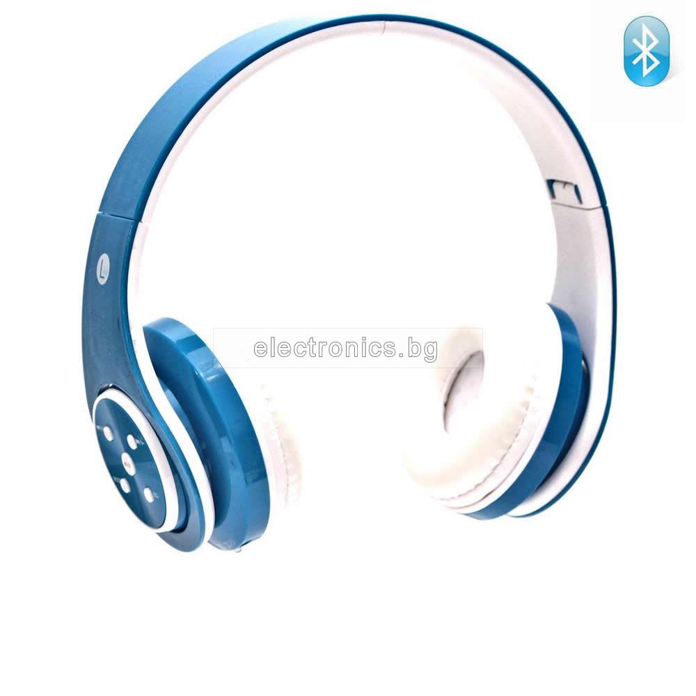 Безжични слушалки ST6, Bluetooth, MP3 плеър, FM радио, вграден микрофон, сини