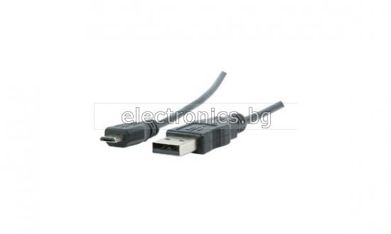 Кабел USB 2.0 A - Micro USB B, черен, 1метър