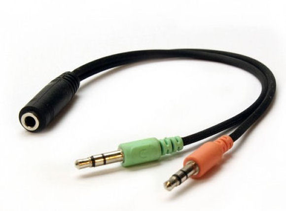 Аудио кабел Stereo Jack 3.5mm 4 pin женски - 2x3.5mm мъжки, 0.2метра