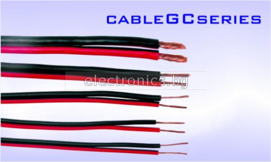 Кабел за тонколони, 2x 0.35 mm2, PVC, червено-черен, цена на  метър, CABLE-GC075RB