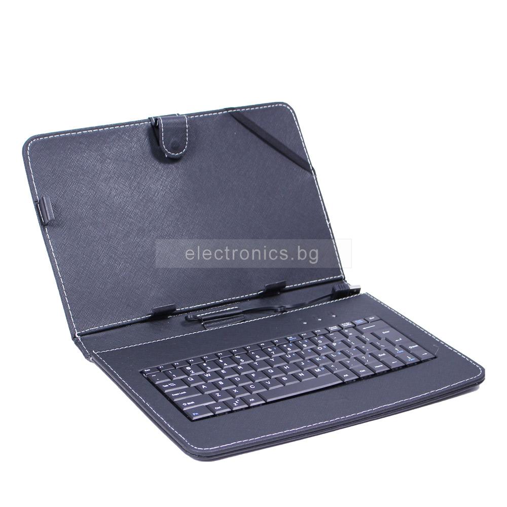 Калъф за таблет 7\" инча с клавиатура, връзка - USB, еко кожа, черен, Tablet Jacket Spring+KBD 7\" USB