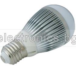 E27 LED крушка 5W 220V Студено Бяла Светлина