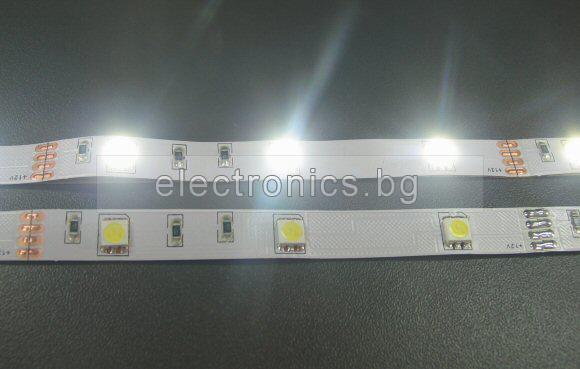 1m Бяла - LED лента SMD 5050, 30 LEDs 5W/m, 1 метър