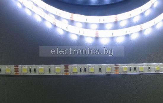 1m Бяла - LED лента SMD 5050, 60 LEDs 14.4W/m Влагозащитена IP65, 1 метър