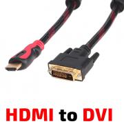 HDMI-DVI кабел за монитор, позлатени конектори, с ферит, 10 метра