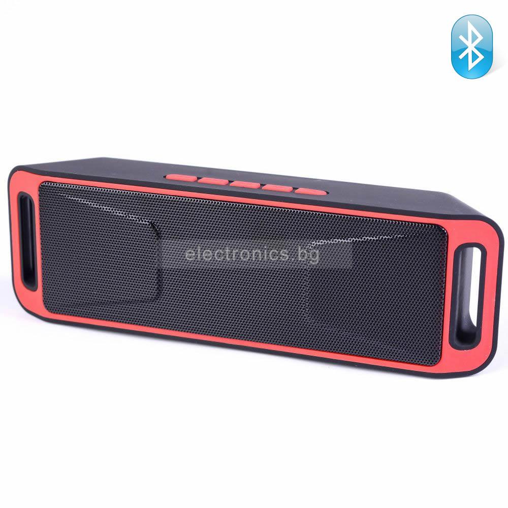 Bluetooth колонка K812A, FM радио, литиево-йонна батерия, слот за USB/micro SD CARD/AUX, червена