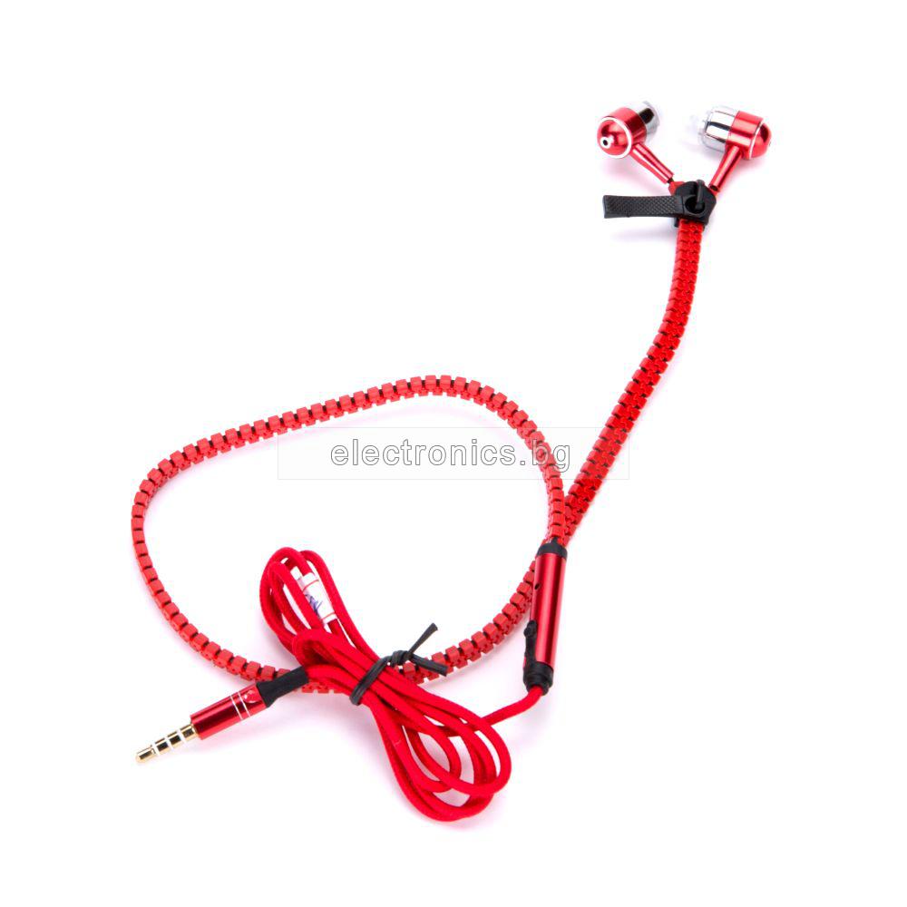 Слушалки ZIP METAL Red, Handsfree, 3.5мм стерео жак с микрофон, червен