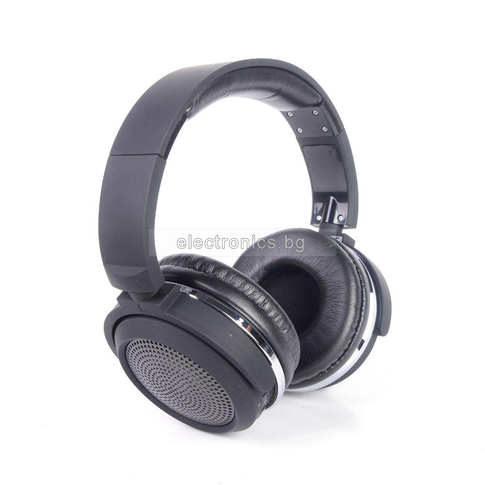 Безжични слушалки BT-1612, Bluetooth, AUX, вграден микрофон, черни