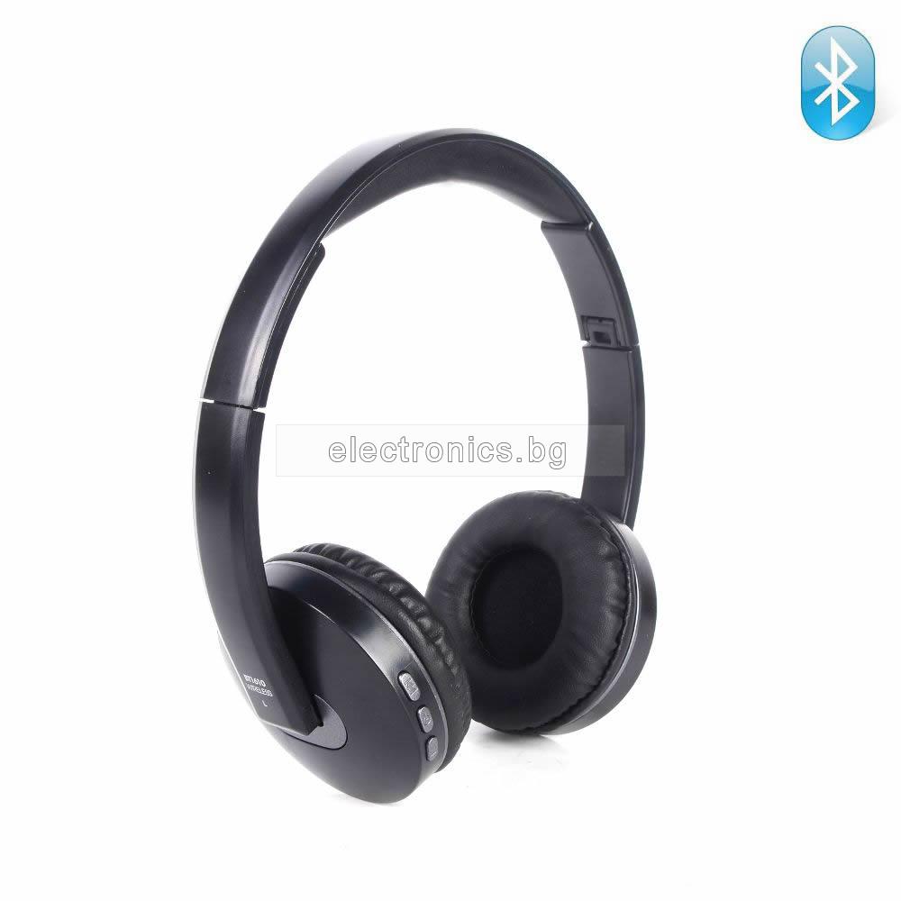 Безжични слушалки BT-1610, Bluetooth, AUX, Микрофон, Черен/Златист