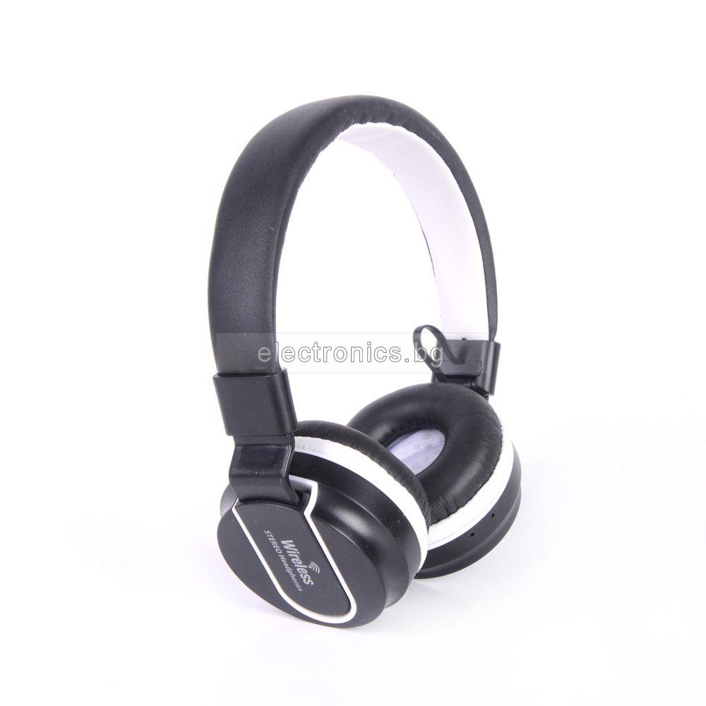 Безжични слушалки AZ-01, Bluetooth, MP3 плеър, FM радио,  вграден микрофон, Черен/Бял
