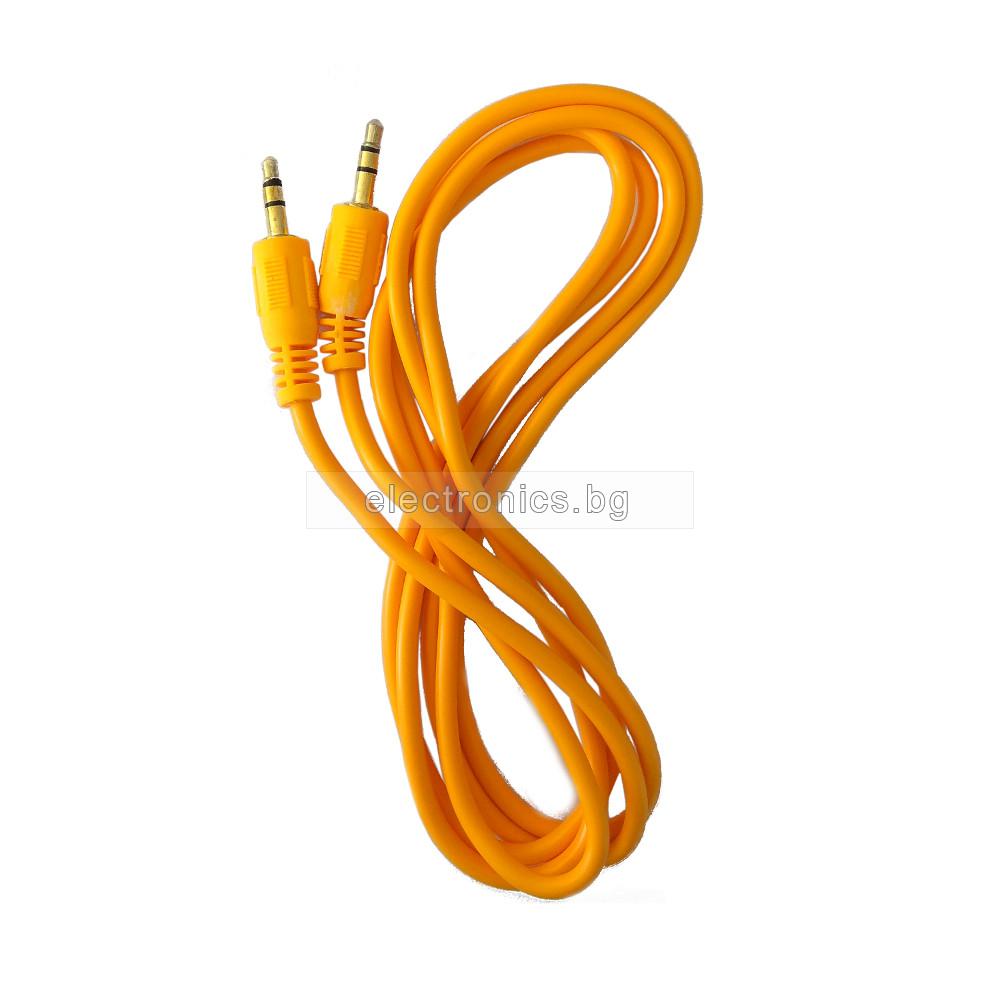 Аудио кабел Stereo Jack 3.5mm, позлатени конектори, силиконов, оранжев, 1 метър