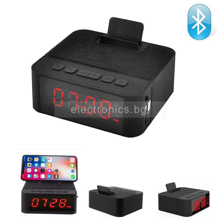 Bluetooth колонка с часовник и аларма X31, FM радио, литиево-йонна батерия, слот за USB/micro SD CARD/AUX, черна