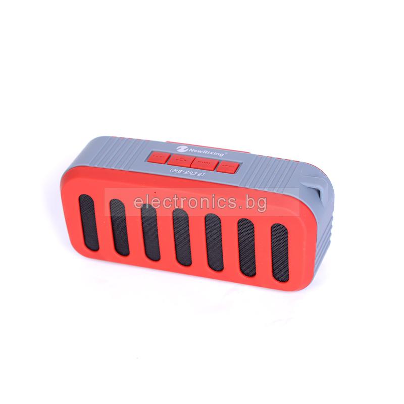 Bluetooth колонка NR-2013, Bluetooth, FM радио, AUX, micro SD Card, Сив/Червен