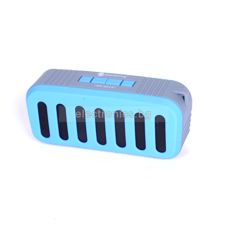 Bluetooth колонка NR-2013, Bluetooth, FM радио, AUX, micro SD Card, Сив/Син