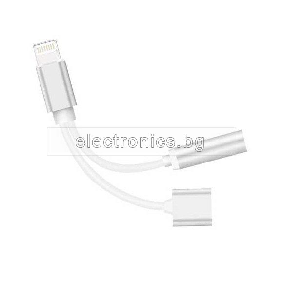 Преходник/адаптер 2в1 за слушалки iPhone, BLUETOOTH