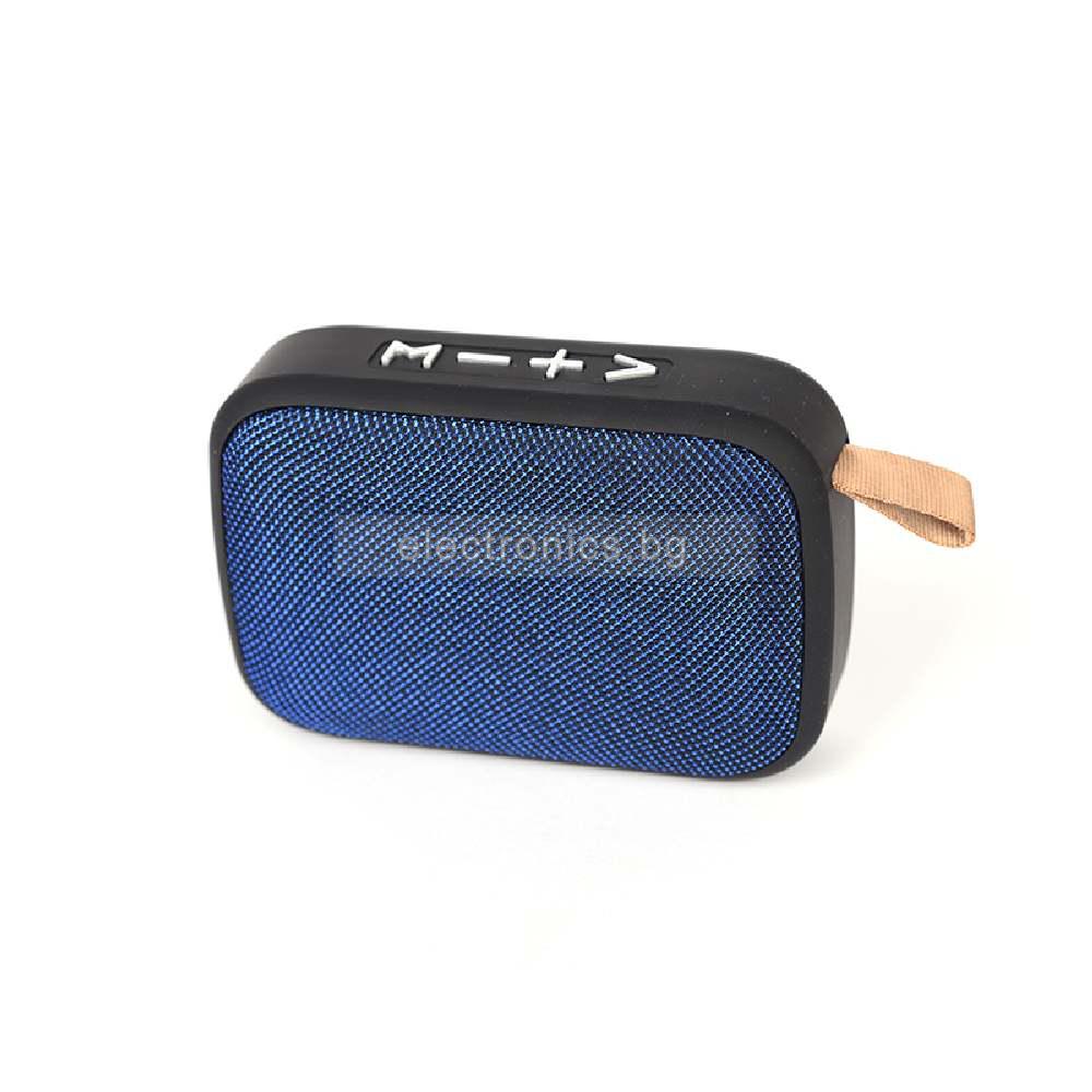 Bluetooth колонка G2, FM радио, литиево-йонна батерия, слот за USB, TF CARD, Черен/Син
