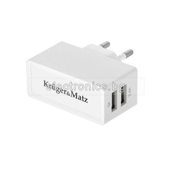 Адаптор 220V 2.4A USB KM0017