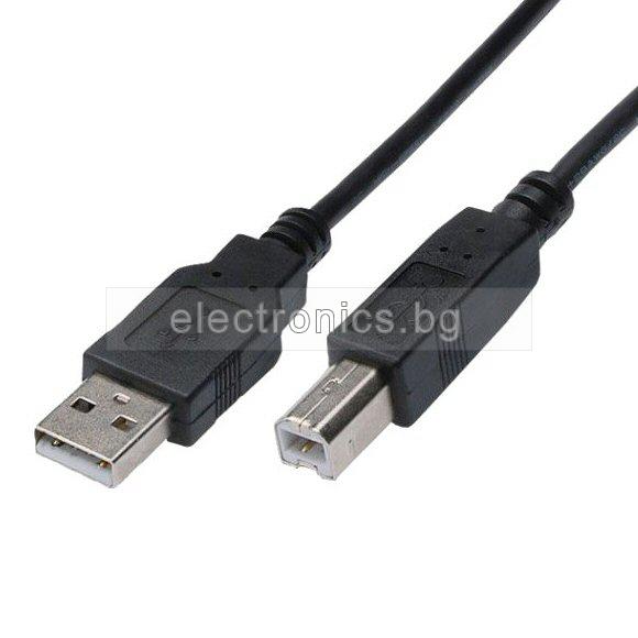 Кабел за принтер USB 2.0 A - USB B, черен, 1 метър
