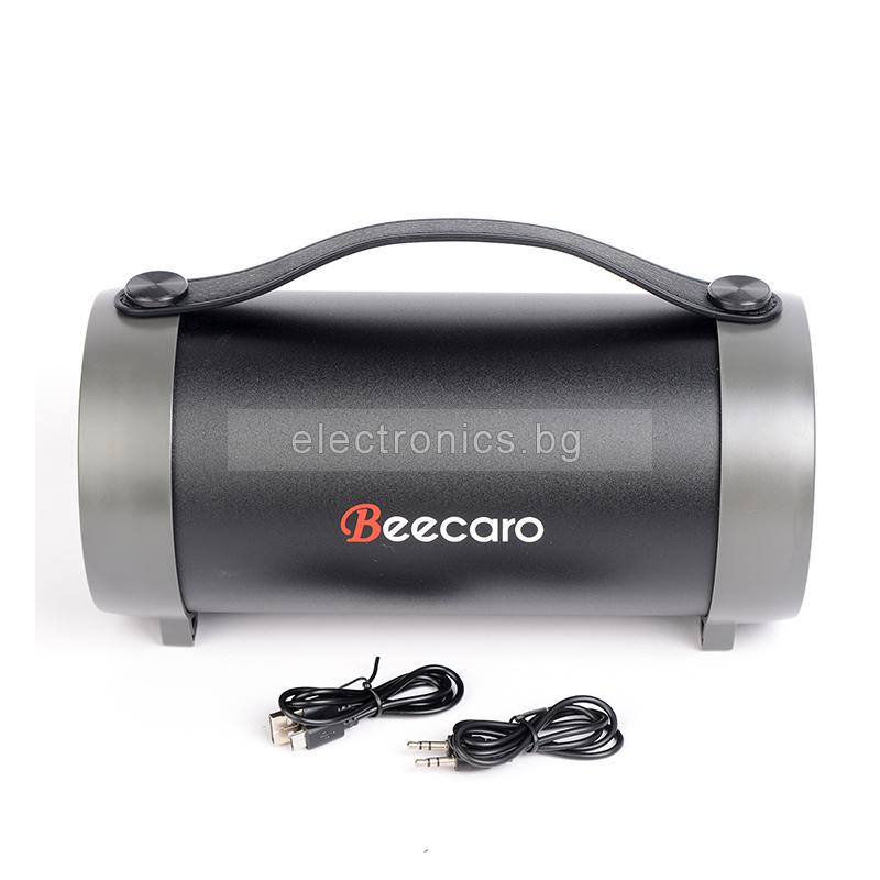 Bluetooth колонка  BEECARO S22E, FM радио, литиево-йонна батерия, слот за USB/SD/AUX, черна