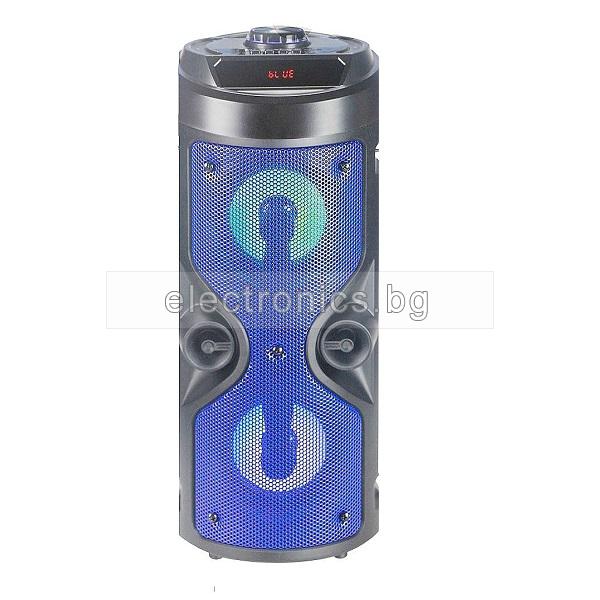 Караоке Тонколона 2x4\" MK-8895, Микрофон, Bluetooth, FM радио, micro SD/USB/AUX, Светлинни ефекти, черно-синьо