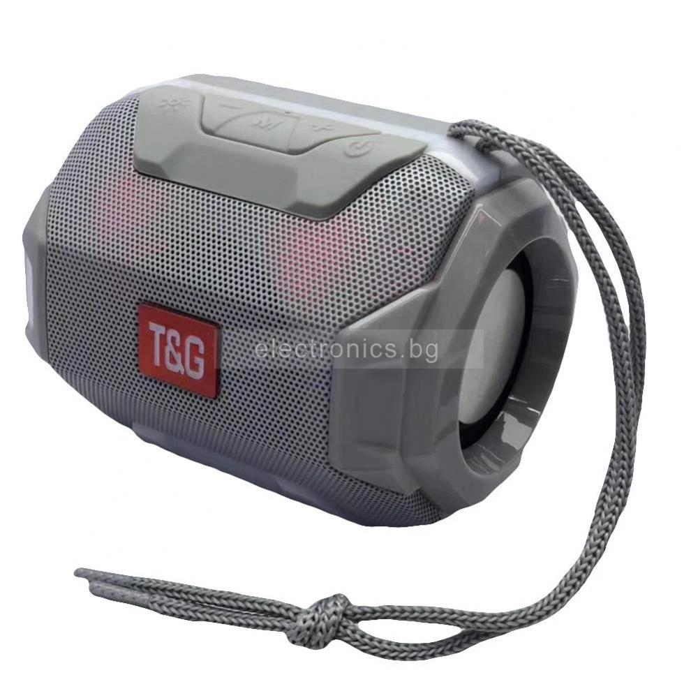 Bluetooth колонка  TG-162, FM радио, литиево-йонна батерия, слот за USB, TF CARD, Сребрист