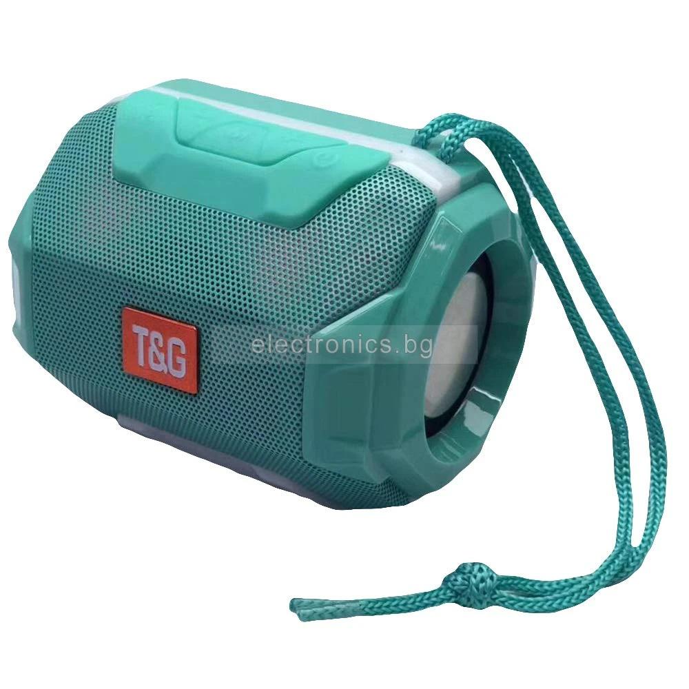 Bluetooth колонка TG-162, FM радио, литиево-йонна батерия, слот за USB, TF CARD, Зелен