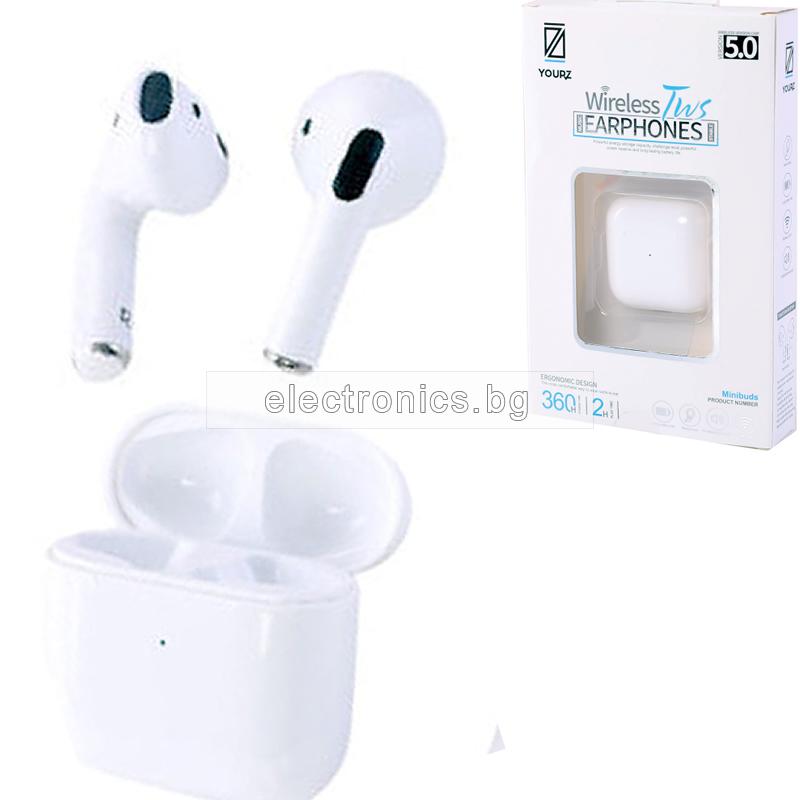 Безжични слушалки  MINIBODS CB018, Bluetooth V4.2, Удобни за спорт, Handsfree, микрофон, Бели