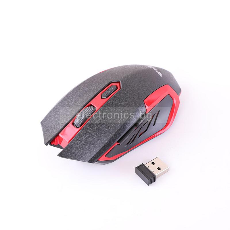 Безжична мишка WIRELESS WB-705 Game, чернo-червена