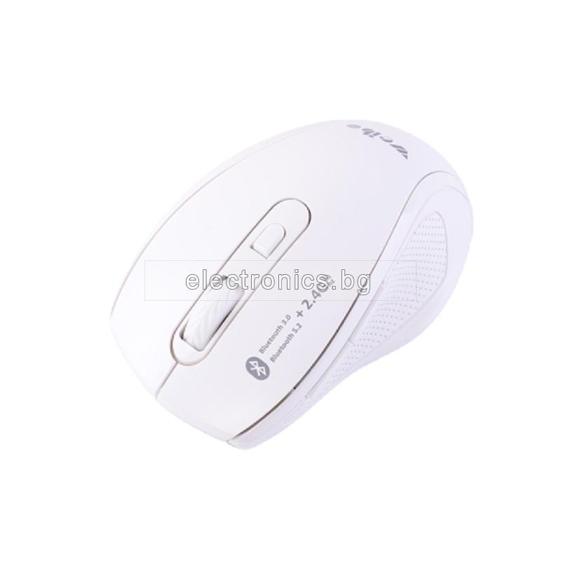 Bluetooth оптична безжична мишка и Безжична оптична мишка, 2 в 1, RF-5001, бяла
