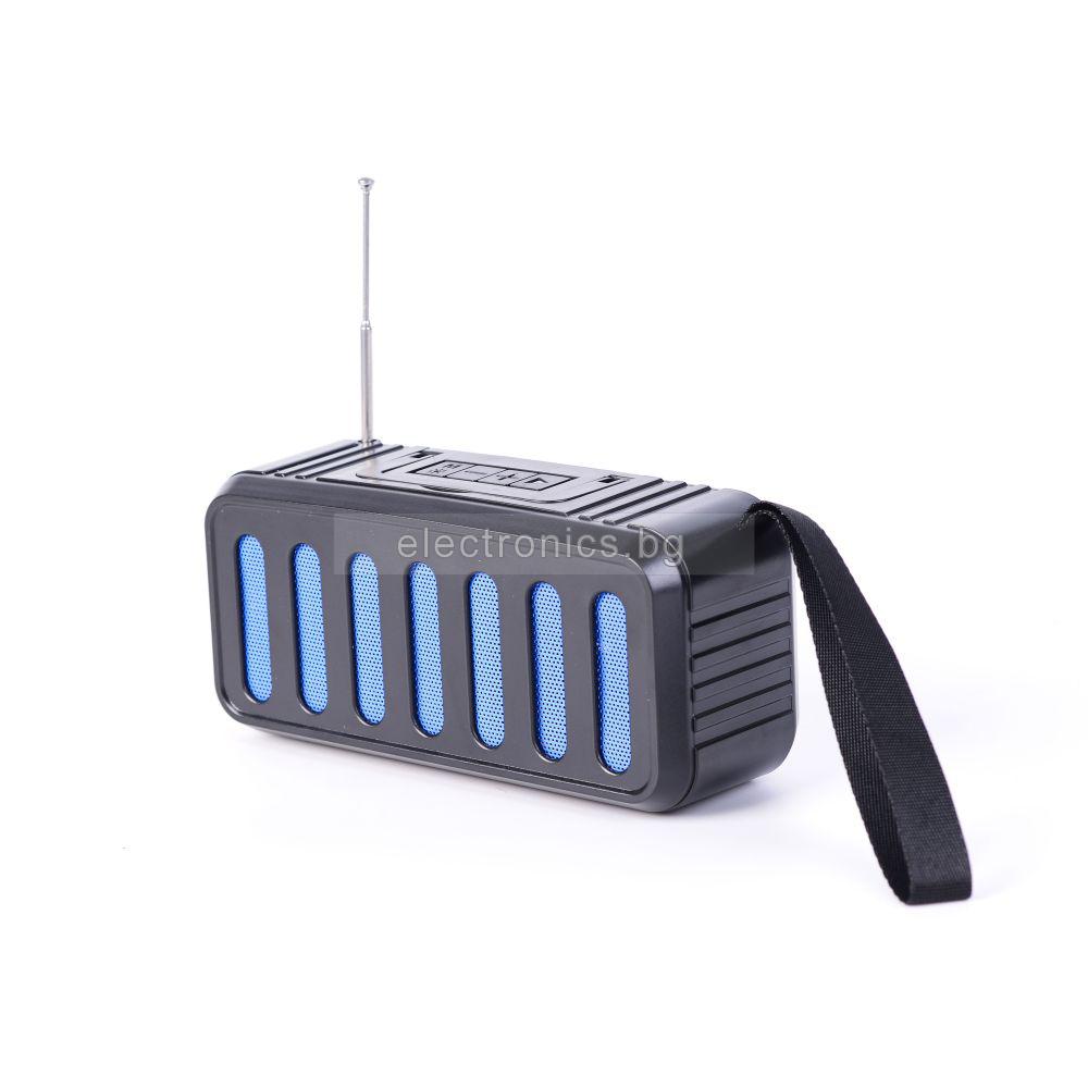 Bluetooth колонка JDH-123, Соларен панел, Фенер, FM радио, литиево-йонна батерия, слот за USB/micro SD CARD, синя