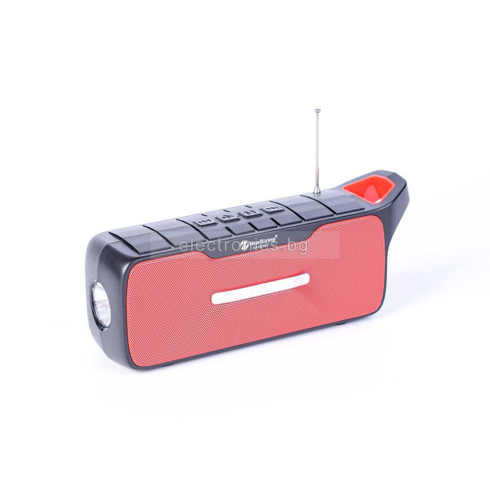 Bluetooth колонка NR-B5FMD, TWS, Соларен панел, Фенер, FM радио, литиево-йонна батерия, слот за USB/micro SD CARD, червена