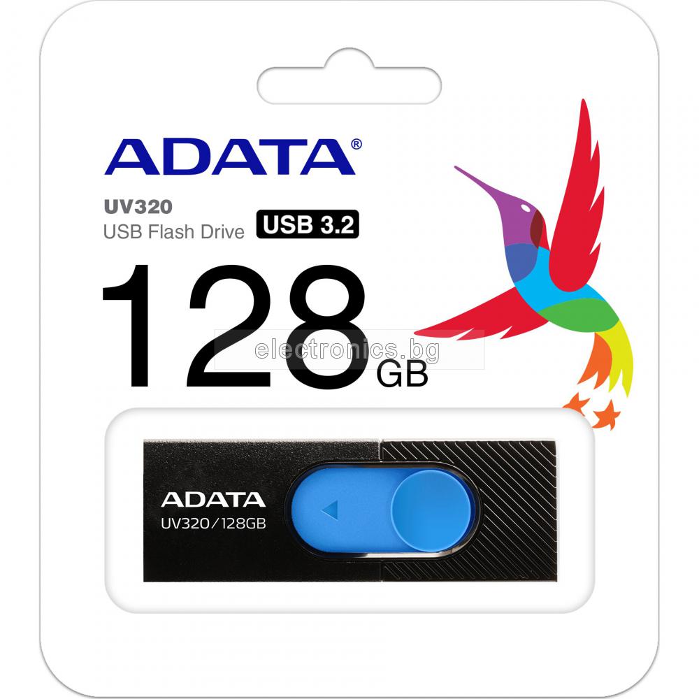 USB Флаш Памет UV320 ADATA Flash Drive, 128 GB, USB 3.2 Флашка, черна