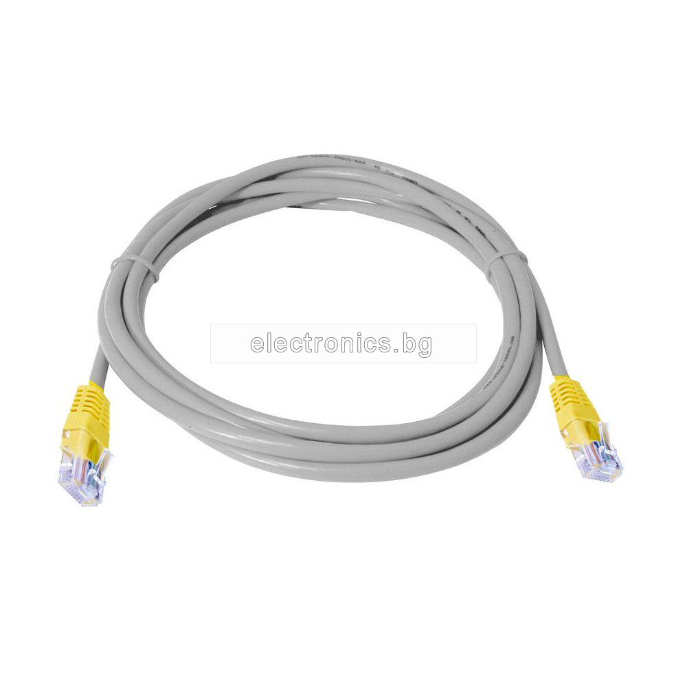 LAN Кабел UTP PATCH, с конектори RJ45, сив, 1метър