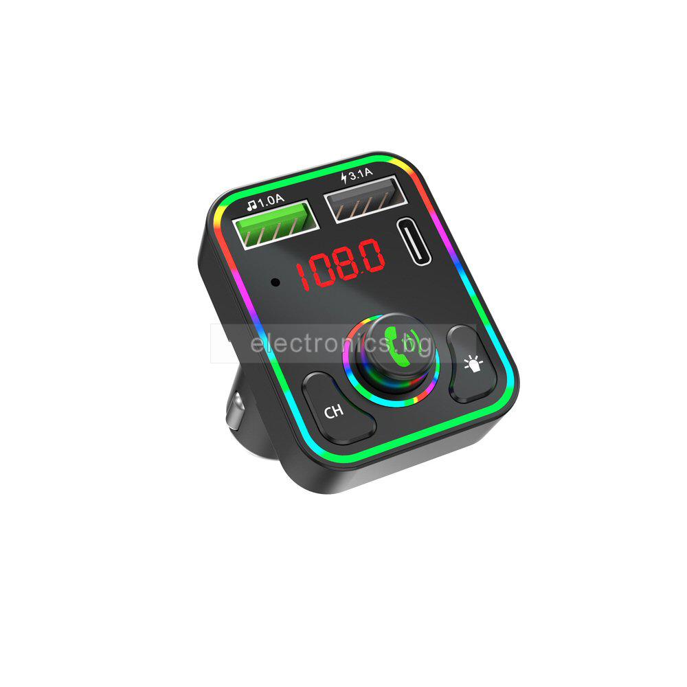 FM Трансмитер F3, букса за автозапалка, Bluetooth, USB