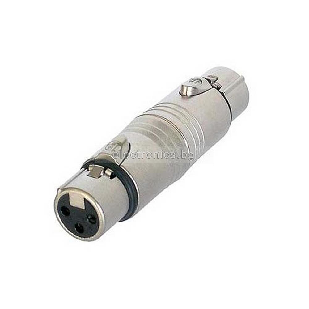 Конектор F-207, преход канон(CANON,XLR) женски към канон(CANON,XLR) женски, метален