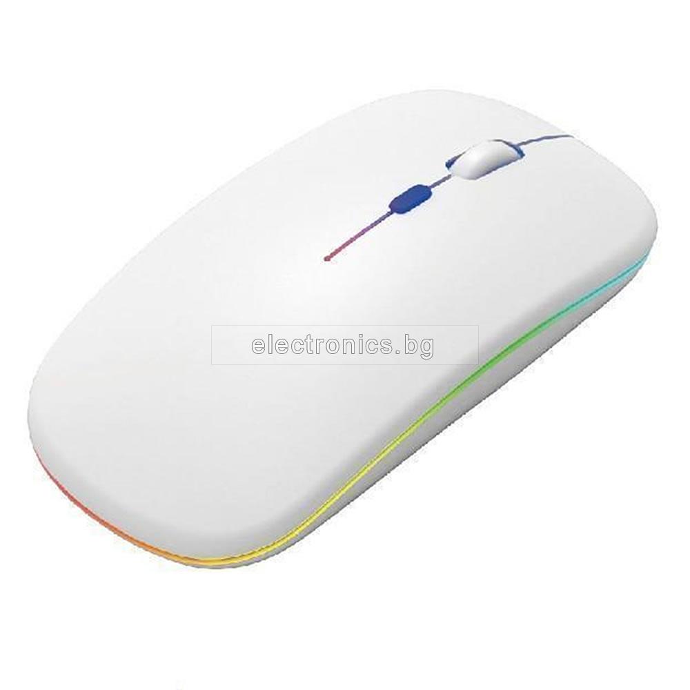 Bluetooth оптична безжична мишка и Безжична оптична мишка, 2 в 1, W07, бял